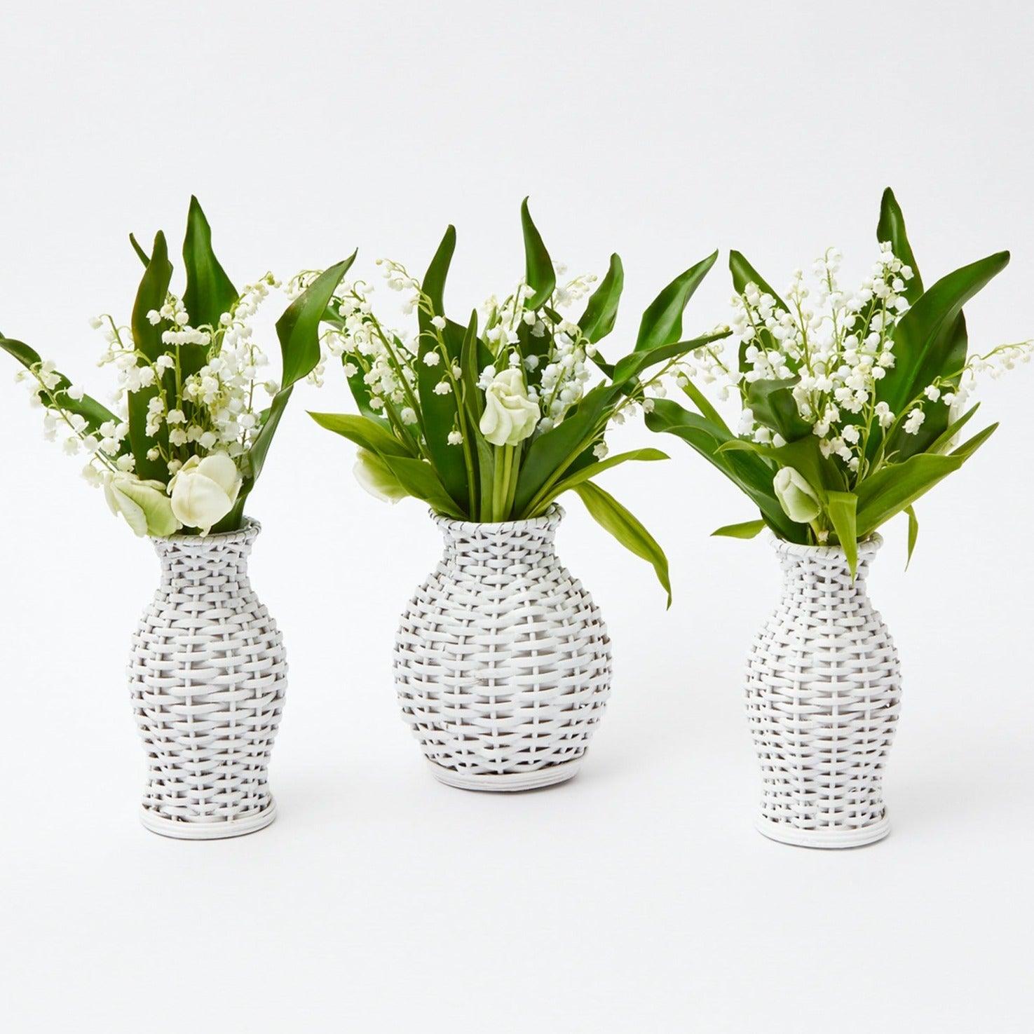 White Rattan Vase (Set of 3) - Mrs. Alice