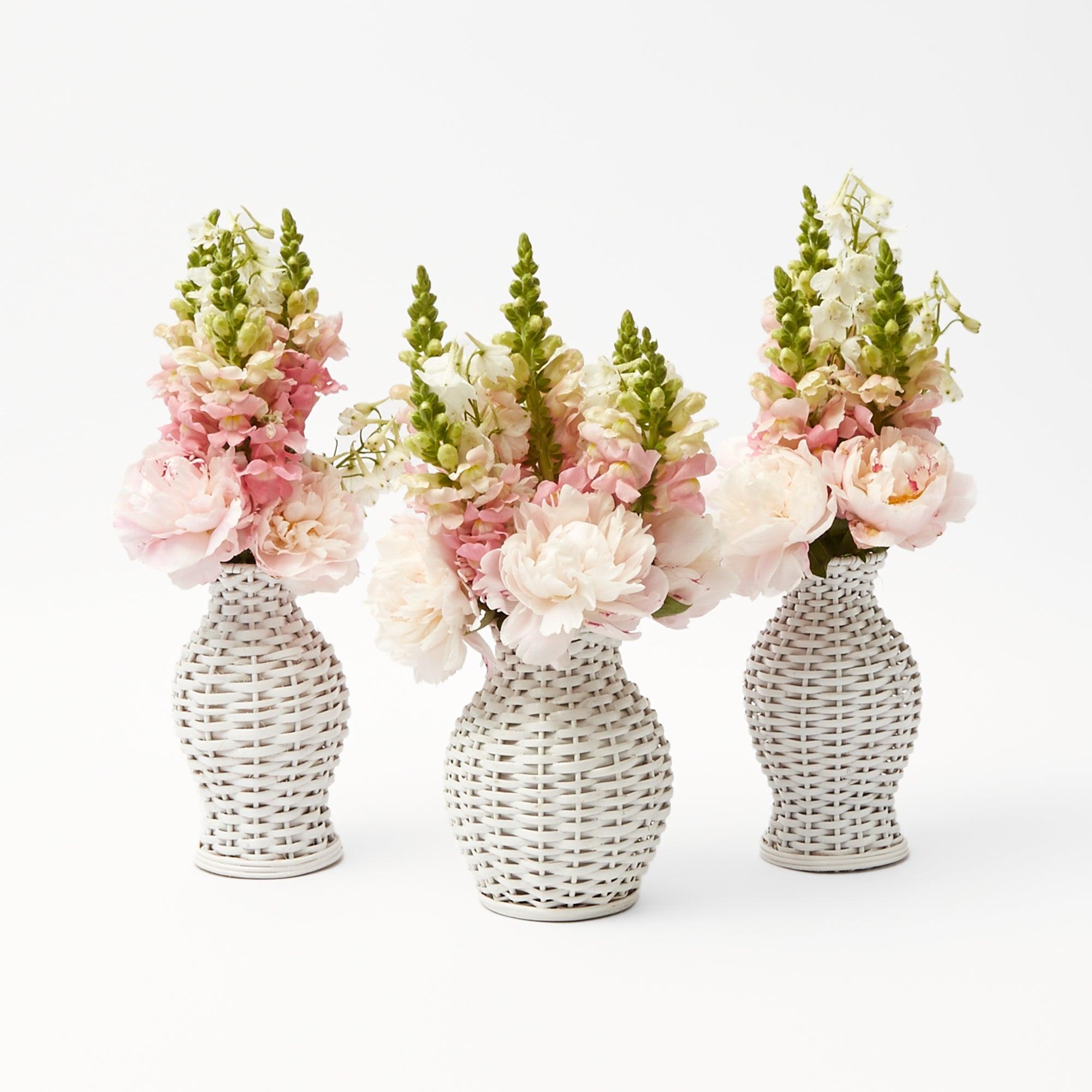 White Rattan Vase (Set of 3) - Mrs. Alice