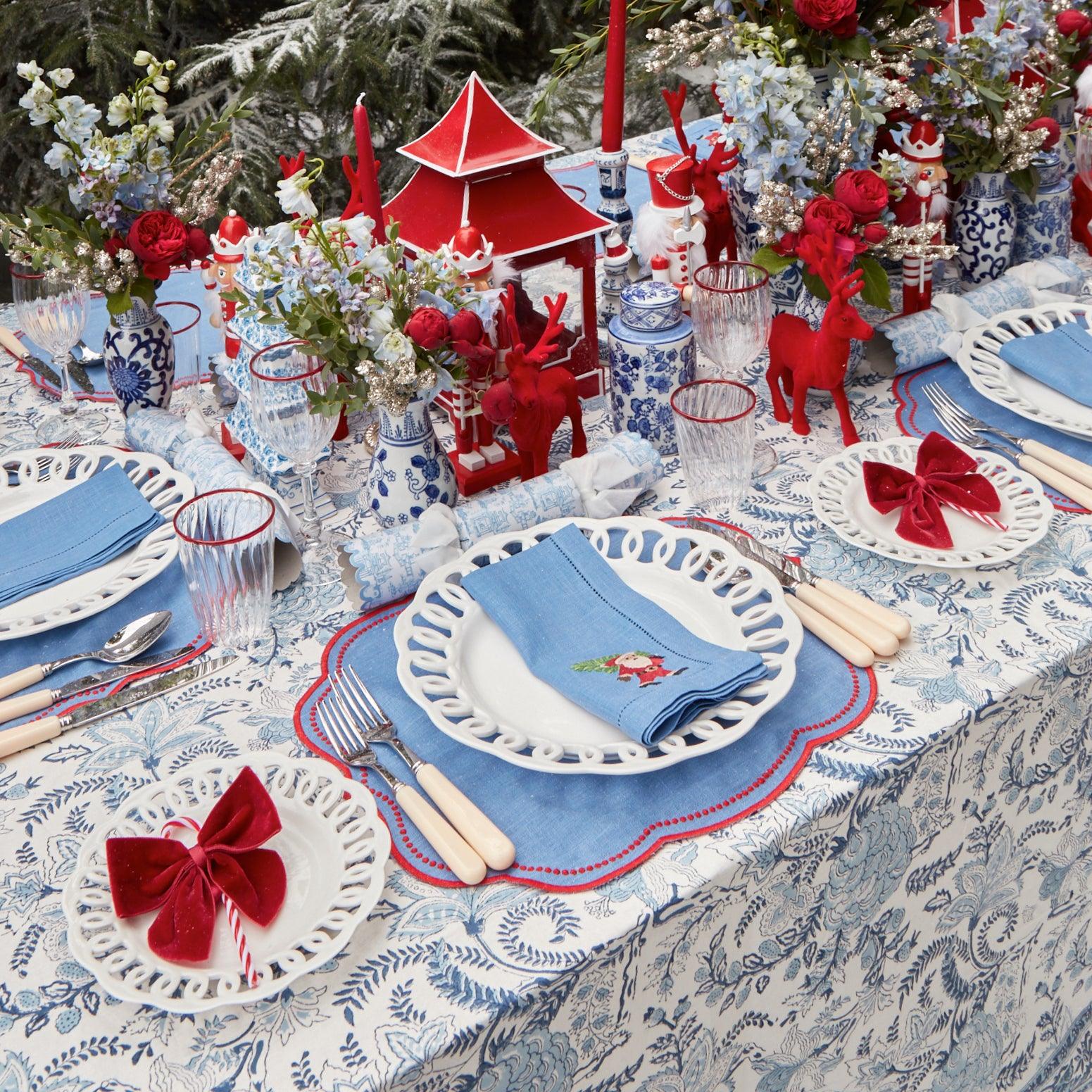 Eloise Blue & Red Placemats (Set of 4) - Mrs. Alice