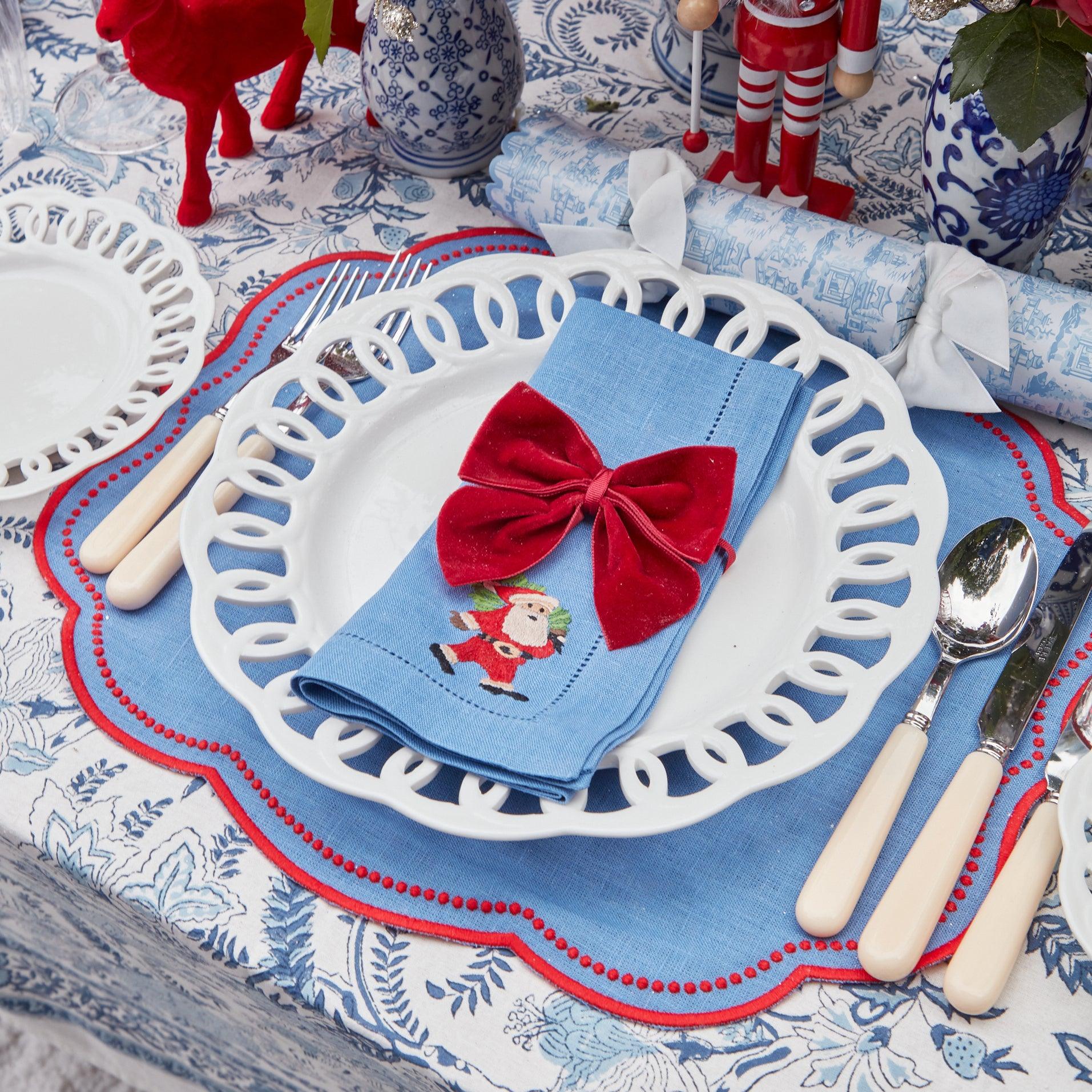 Eloise Blue & Red Placemats (Set of 4) - Mrs. Alice