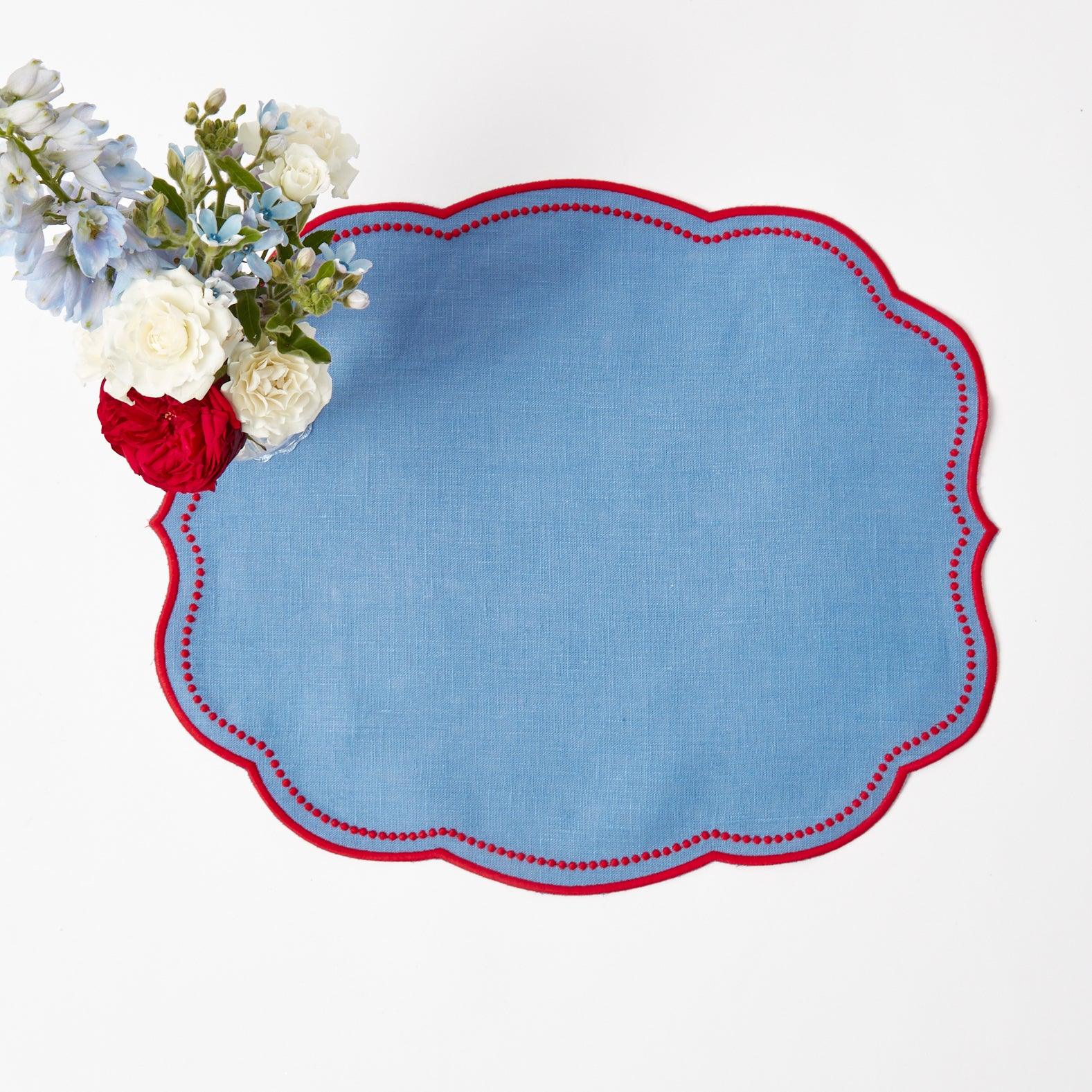 Eloise Blue & Red Placemats (Set of 4) - Mrs. Alice