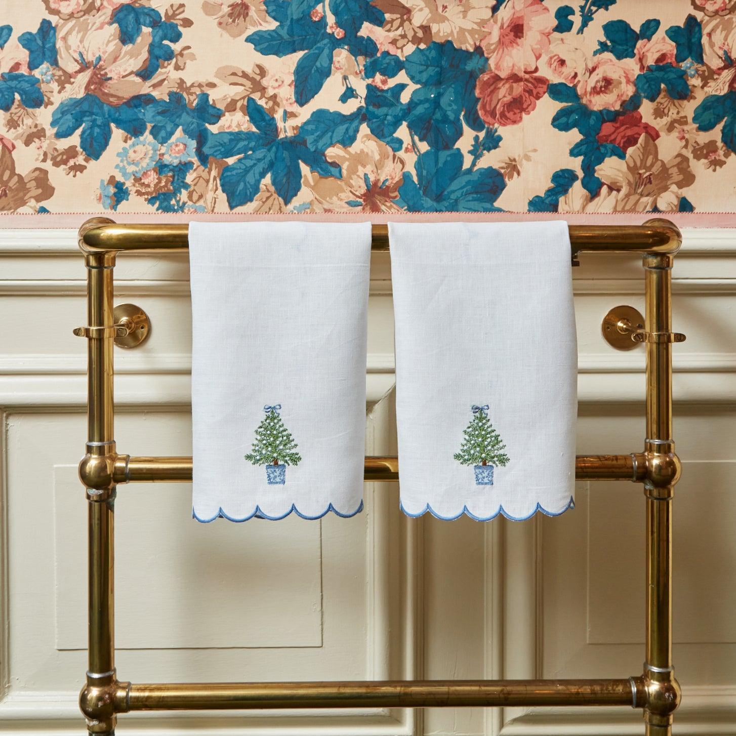 Embroidered Christmas Tree Linen Hand Towel – Mrs. Alice