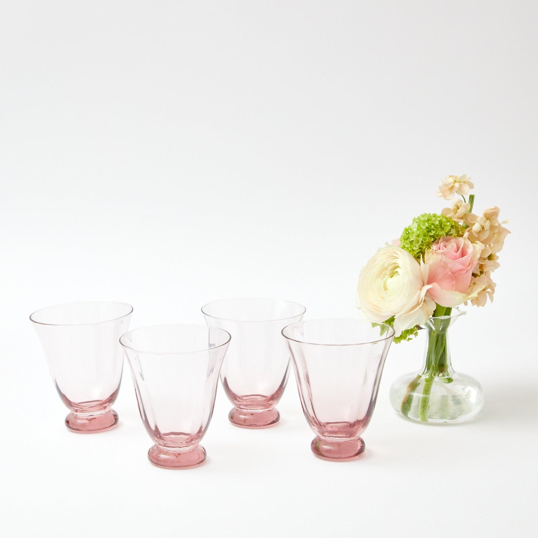 Pink Tulip Water Glasses (Set of 4) - Mrs. Alice