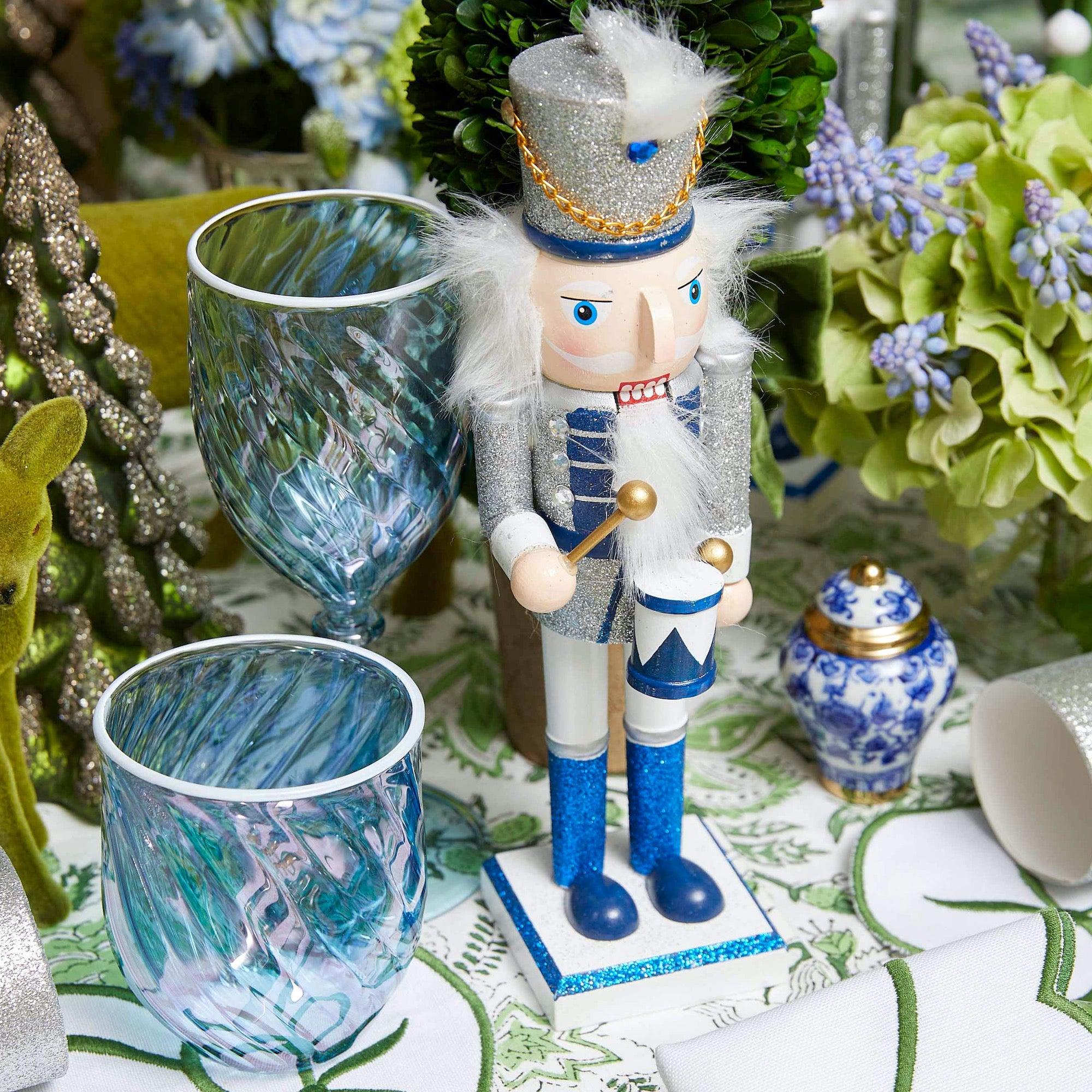 Blue & White Glitter Nutcrackers (Pair) - Mrs. Alice