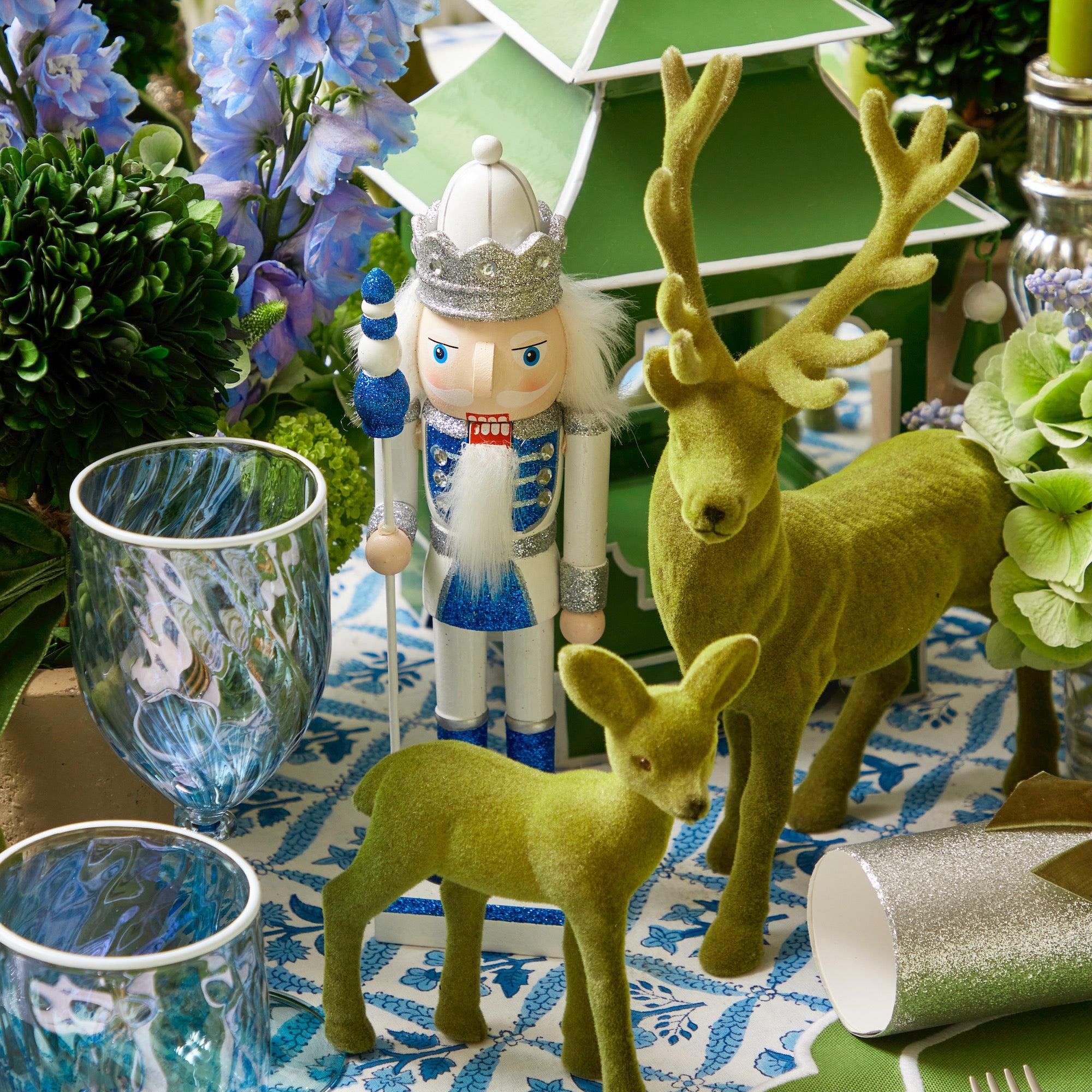 Blue & White Glitter Nutcrackers (Pair) - Mrs. Alice